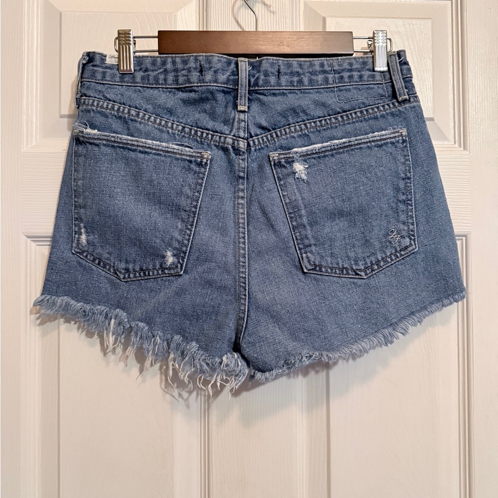 Lovers + Friends Distressed Blue Denim Cutoff Shorts - Picture 3 of 6